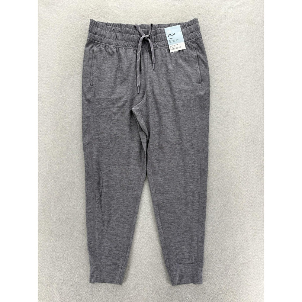 FLX Jogger Pants Mens Medium Gray Knit Travel Leisure Stretch Lounge Gym NWT